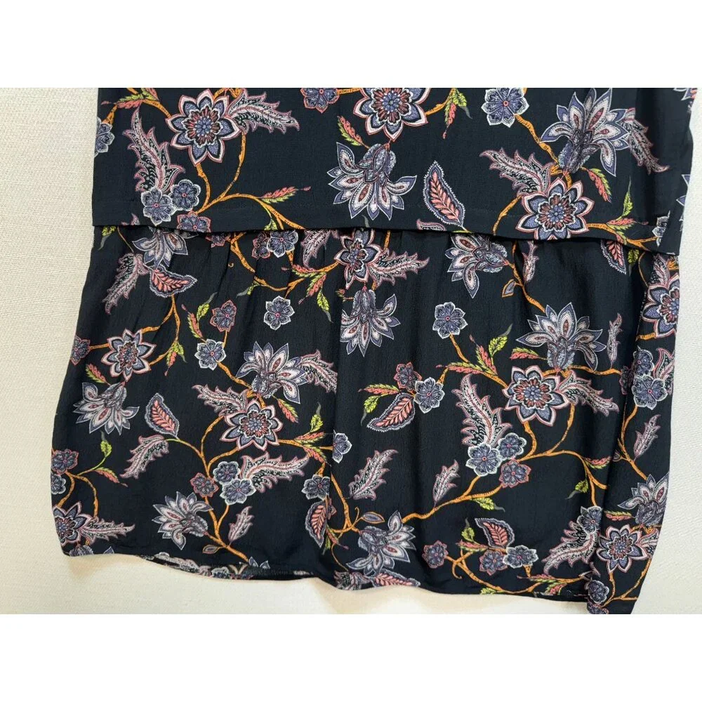 J. Jill Womens Button-Front Blouse Top Size S Petite Black Floral Sleeveless Y2K - Picture 11 of 11